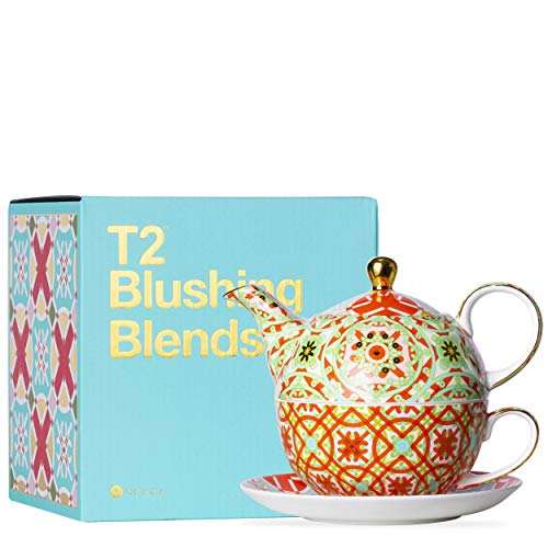 T2 Tea - H210ZZ355 Blushing Blends Tee-Set aus feinem Porzellan, Koralle, groß Cover