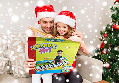 53"X 22.8" Giant Piano Music Mat Kids Keyboard Animal Play Mat Toddler Musical Piano Mat Floor Interactive Music Mat Toys Baby Early Education Music Piano Keyboard Carpet Animal Blanket Touch Pl #TOP4