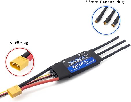 ZTW Beatles G2 80A ESC with Connectors SBEC Output 8A/5,6V for RC Fixed Wing Airplane 2-6S or DIY Project Need Electronic Speed Controller