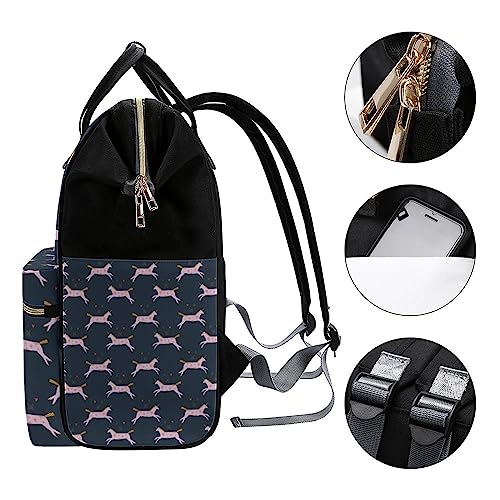 Pink-Cute-Boho-Little-Unicorns-Diaper-Bag-Portable-Backpack-Mommy-Bag-Travel-Shoulder-Daypack-for-Outdoor-Working-Beach