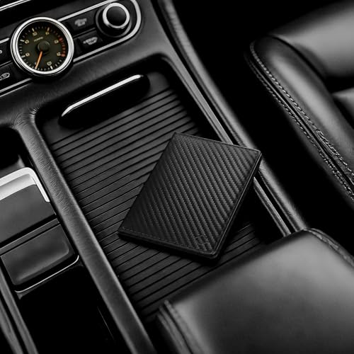 FINTIE KFZ Fahrzeugschein Hülle und Versicherungshalter- Magnetverschluss Auto Organizer für das Handschuhfach im, Scheckkarten Schutzhülle Kartenhülle mit Premium Kunstleder, Carbonfaser Schwarz