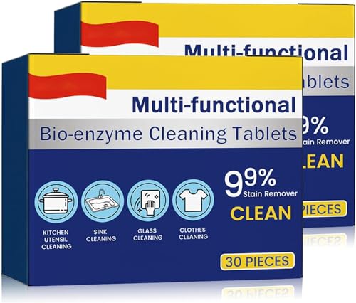 Multi-Functional Bio-Enzyme Cleaning Tablets, Multifunctional Cleaning Agent, Kitchen All-Purpose Cleaning Powder, Household Cleaner For Clothes, Cooktops (2Box)
