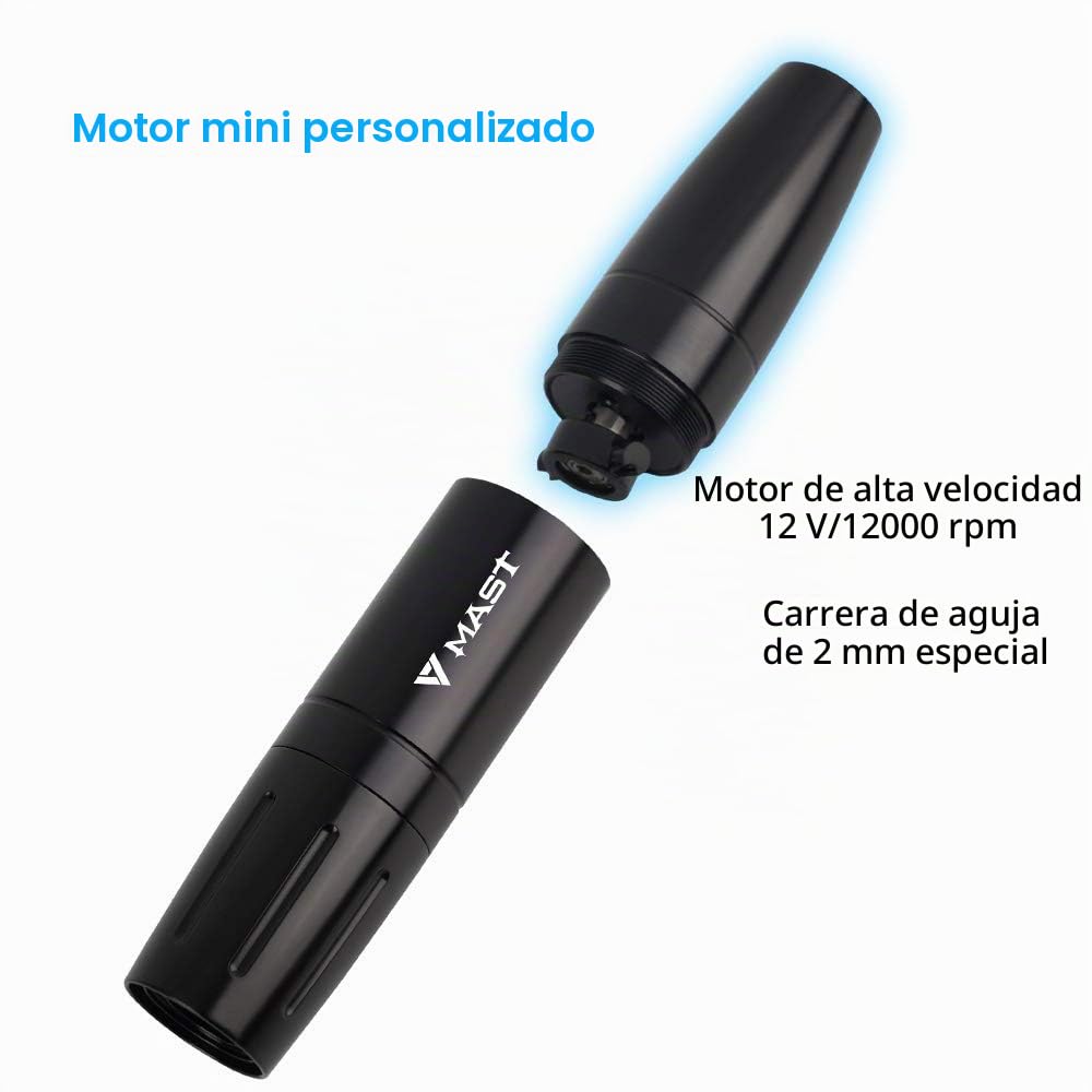 Mast Magi Máquina De Tatuar Rotativa Pluma Intercambiable Carrera 2.0mm Y 3.0mm Microblading Para Cejas Delineador Labios Con Cable Rca Rosa