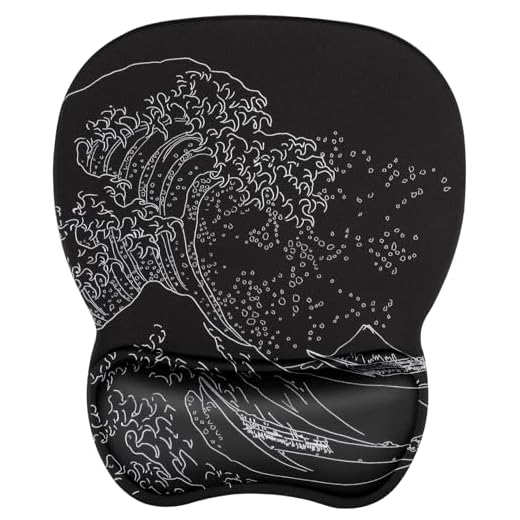 MROCO Ergonomic Mouse Pad with Gel Wrist Rest, 9.4 x 8.1 in, Kanagawa Wave