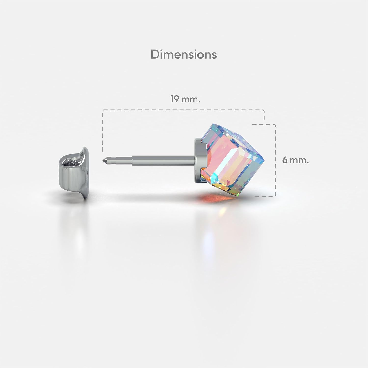316L Stainless Steel Stud Earrings for Sensitive Ears – Hypoallergenic Princess Cut Square Cubic Zirconia Post Earrings for Women & Men – Nickel Free Daily Jewelry