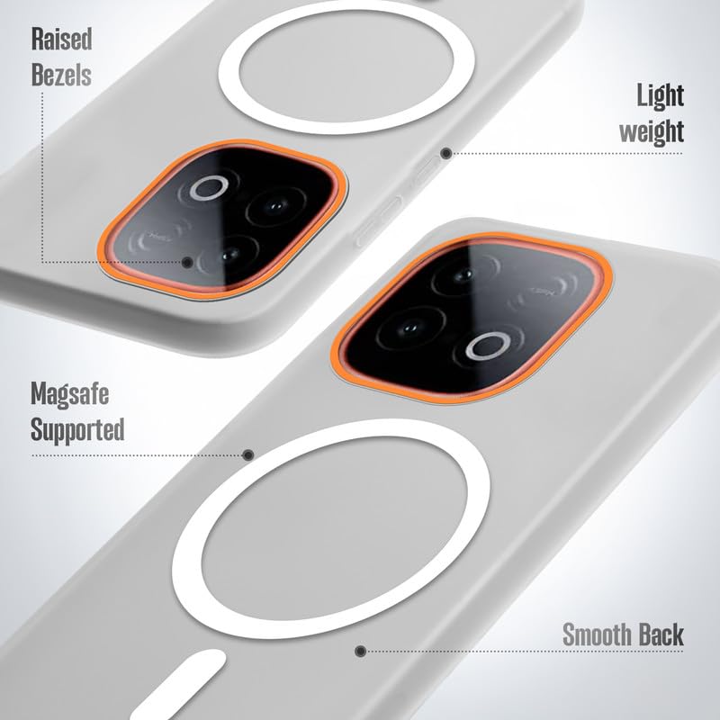 Image of Mr. Case Back Cover for iQOO Neo 10 5G Sleek Frosted Translucent Back Only Compatible with Wireless Magnetic Accessories | Anti-Scratch Shockproof Phone Case - White