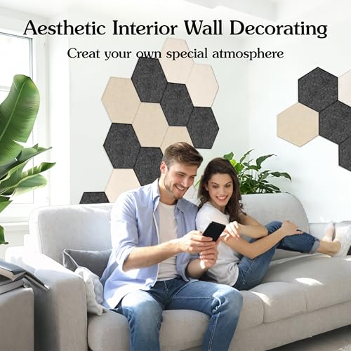 Image of Acoustic Panels, Magrowill 12-Pack Soundproof Wall Panels 14 X 12 X 0.4 Inches, Sound Absorbing Panels with Full Self-Adhesive, Interior Wall Decor Felt Tiles Board