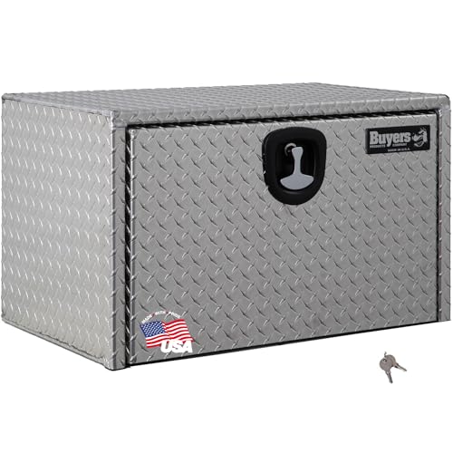 Buyers Products 1705103 Diamond Tread Aluminum Underbody Truck Tool Box, 18 x 18 x 30, Made in USA, .100 in. Thick, Corrosion-Resistant, Locking Compression Latch – Secure Storage for Work Trucks