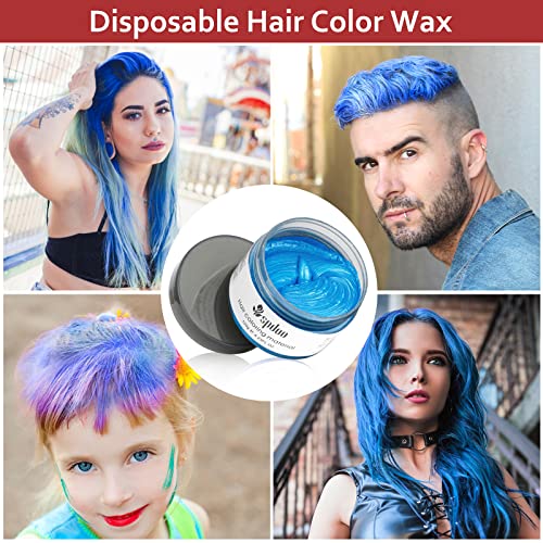 Blue Hair Dye Temporary Hair Color Wax, Blue Color Hair Wax Hair Paint, Colored Hair Dye Wax For Men Women Kids Daily Party Cosplay Halloween Diy Hair Color #TOP1
