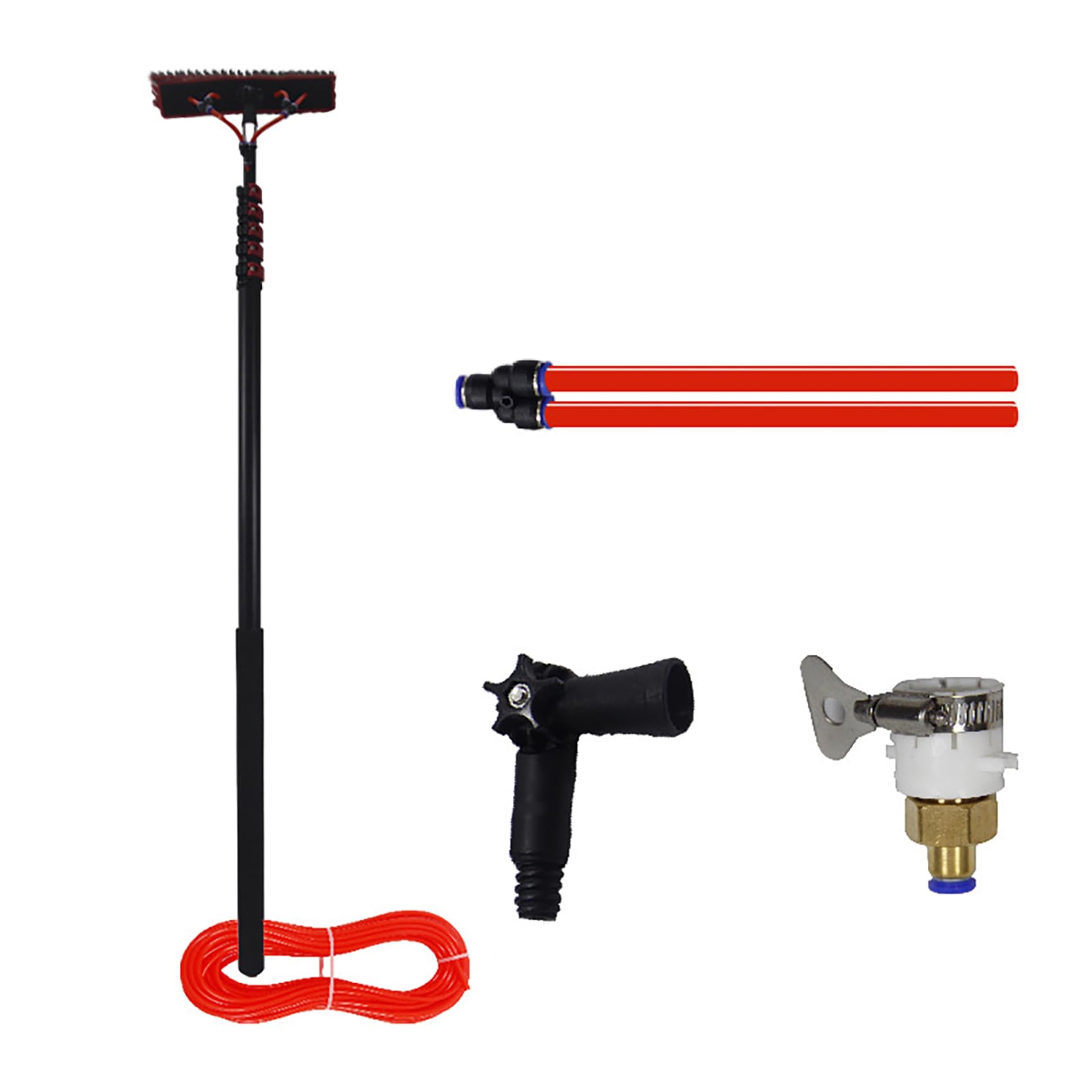 Pulitore per Pannelli solari Estensibile ad Acqua, Spazzola telescopica ad Acqua da 3,6 m | Spazzola da 35 cm, idropulitrice telescopica per la Pulizia di Pannelli fotovoltaici e solari, ne