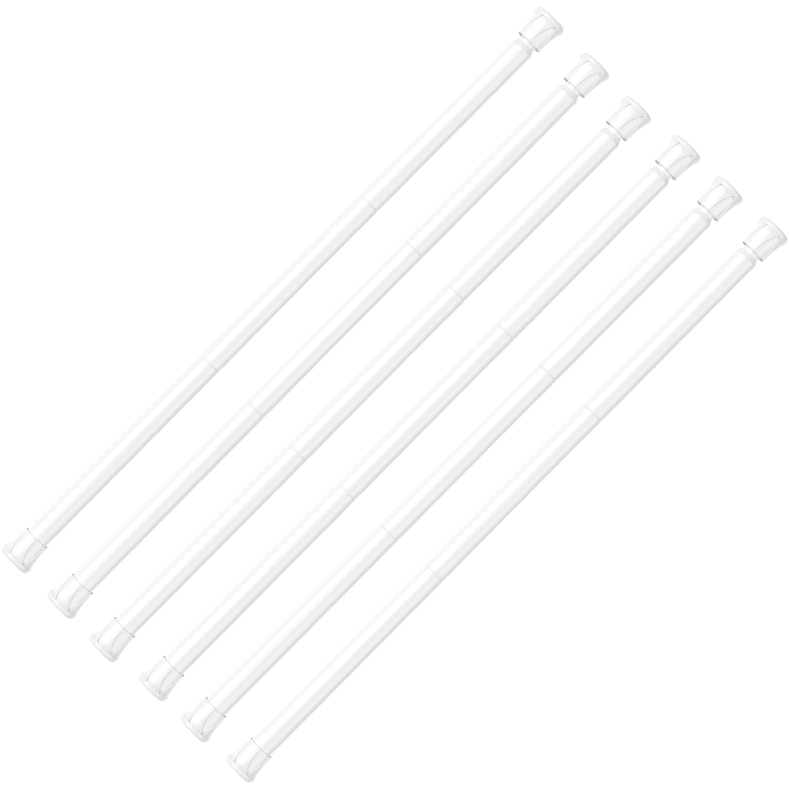 AIZESI 6PCS White Spring Curtain Rods 28 to 48 Inch Adjustable Short Curtain Rods No Drilling Small Tension Rods for Windows Closet