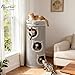 PawHut Kratztonne 96 cm Hoch Ø 38 cm vierstöckige Katzentonne mit Plüschrand, abnehmbarem und waschbarem Plüschbett, Katzenhöhle, Kratzbaum für Katzen unter 6 kg, Grau