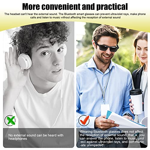 Catxq CHKYGLASSES1 Smart Glasses,Wireless Bluetooth,Ip5 Waterproof,Bone Conduction Sound (Music&Call) For All Smart Devices - Polarized Lens Sunglasses thumb #5