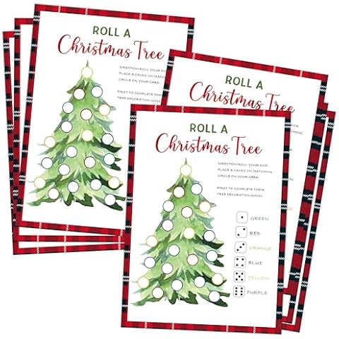 QOFO Roll A Christmas Tree Game - 25 Christmas Game Cards, Dice Rolling Game, Christmas Activities, Christmas Party Games & Activities, Christmas Party Favors, Christmas Candy Game for Families,2 Cover