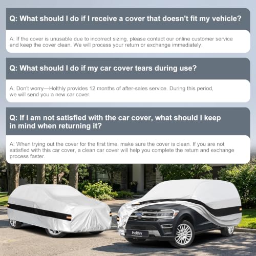 Image of 10 Layers SUV Car Cover Custom Fit for Ford Expedition (2006-2026), Waterproof All Weather for Automobiles, Outdoor Full Cover Sun Dust Rain Protection with Cotton. Silver