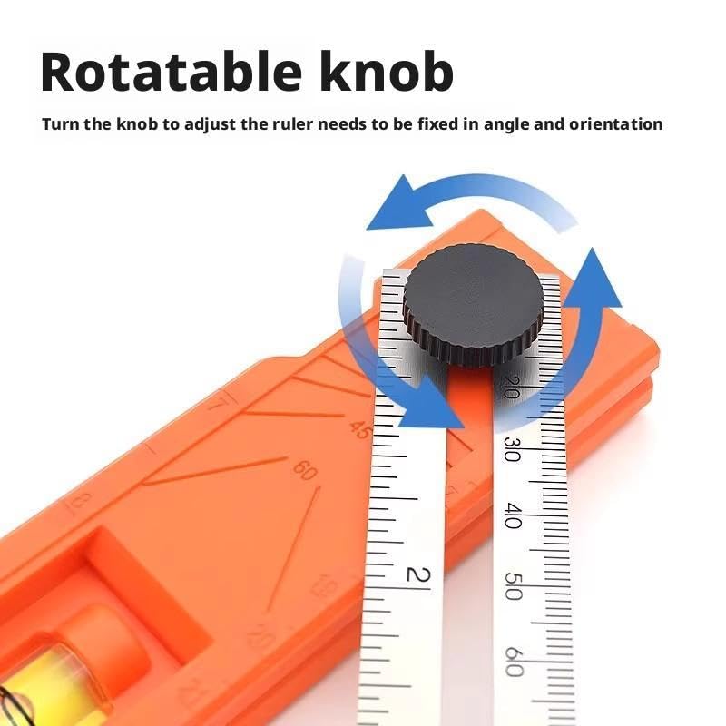 Adjustable Positioning Marking Protractor Tool,Adjustable Knob Multi-Angle Foldable Depth Measuring Ruler,Spirit Level Gauge Ruler Angle Finder, Precise Leveling & Marking Tool for Woodworking (A) - Image 6