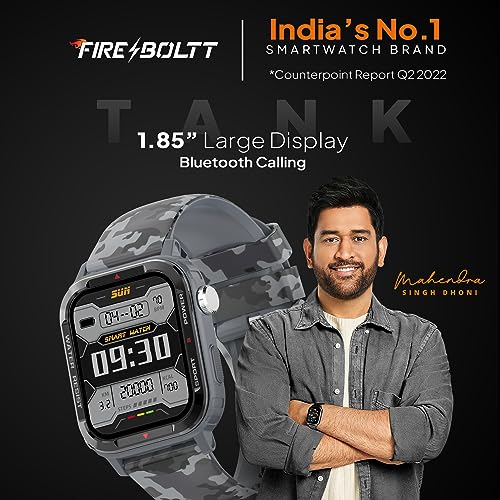 Image of Fire-Boltt Tank 1.85 inch Outdoor Rugged Bluetooth Calling Smart Watch, 123 Sports Mode, 8 UI Interactions, Built in Speaker & Mic, 7 Days Battery (Camo Black)