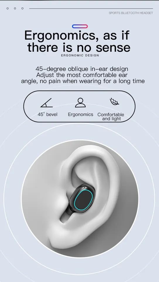 Diagram illustrating the ergonomic design of the earbud for comfortable fit