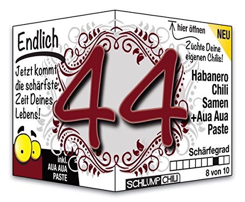 Schlump-Chili⎥Endlich 44 - das witzige scharfe Geburtstagsgeschenk. Eine originelle Geschenkidee zum 44. Geburtstag für Männer und Frauen Cover