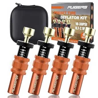 Tire Deflator Adjustable Auto-Stop - Precision Air Down Tire Deflators Tool for Truck, SUV, Motorcycle, Offroad 4x4,Tyre Deflator Valve Kit Tool with PSI &amp; Bar Scales(0.7-2.1bar/10-30PSI)