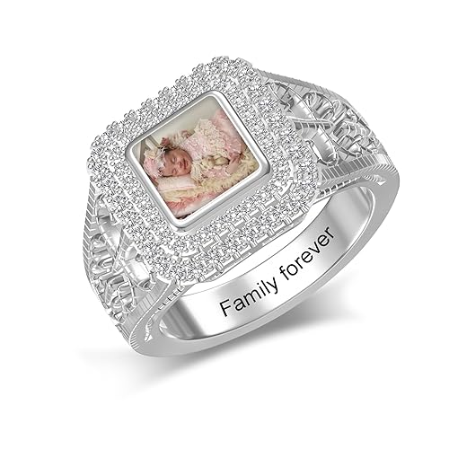 Personalized Photo Ring For Women Custom Heart Picture Ring For Mother Engraved Memory Ring For Her Christmas Anniversary2
