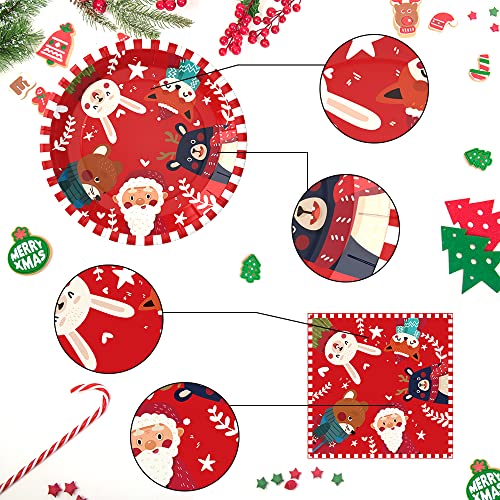 Christmas Plates, Christmas Party Supplies, Christmas Paper Plates, Christmas Table Decorations, Christmas Disposable Dinnerware Set Includes Christmas Plates And Napkins Tablecloth, Serves 24 #TOP4