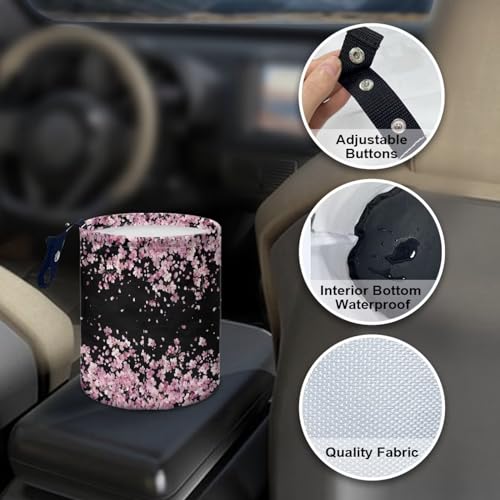 Image of Cherry Blossom Collapsible Accessories Trash Can Car Trash Bin Foldable Car Trash Can Bags Universal Garbage Bin Decoration Car Interior for Car SUV Trucks Universal