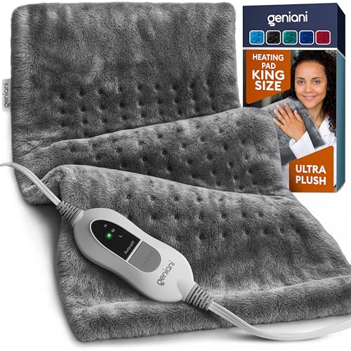 GENIANI Electric Heating Pad for Back Pain & Cramps Relief, Electric Throw, Auto Shut Off, Machine...