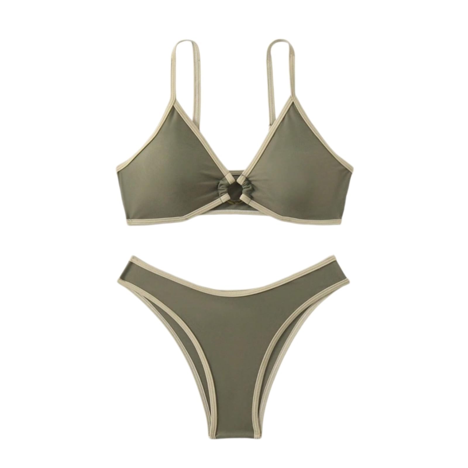 Bikini Mujer Mujeres Triángulo Set Anillo Detalle Dos Piezas Traje De Baño Playa-8036 No 1-l