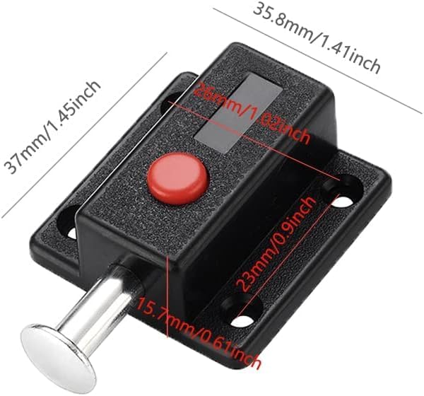 Image of 6 Pcs Automatic Spring Loaded Door Latch Lock ABS Plastic Push Security Bolt for Windows Cabinets Drawers Kitchen Furniture Sliding Locks Home Safety & Window Cabinet Drawer (Black)