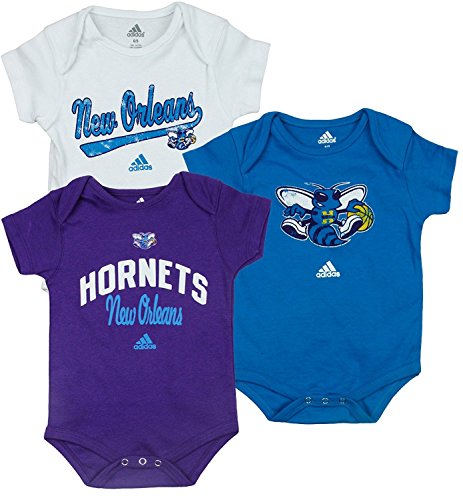 Adidas New Orleans Hornets NBA Infants 3 Pack Bodysuit Set (0/3 Months)