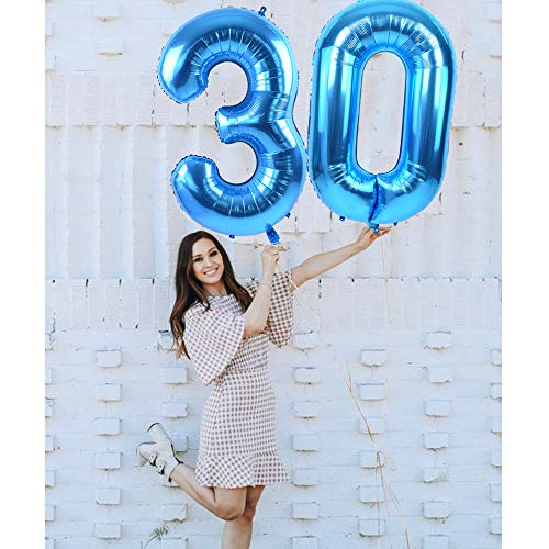 Image of TONIFUL 40 Inch Blue Number 10 Balloon Large Foil 10th Birthday Decorations | Blue 10 Balloon Number 10 for Milestone Ten Birthday Party 10th Anniversary, Blue Birthday Decor for Men Women Boys Girls