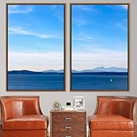 2 Piece Framed Canvas Wall Art Coastal Beach Canvas Prints Home Artwork Decoration for Living Room,Bedroom - 16