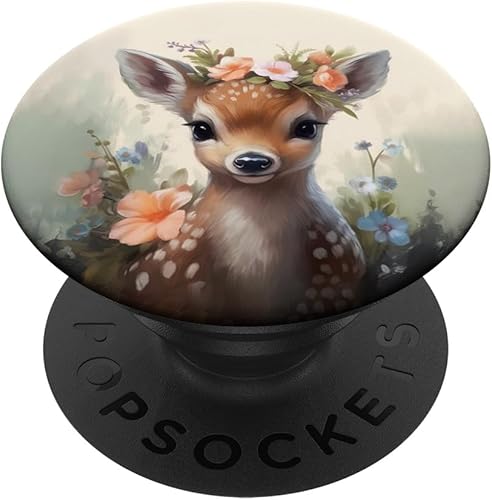 Woodland Animal Baby Deer Watercolor Floral PopSockets Standard PopGrip