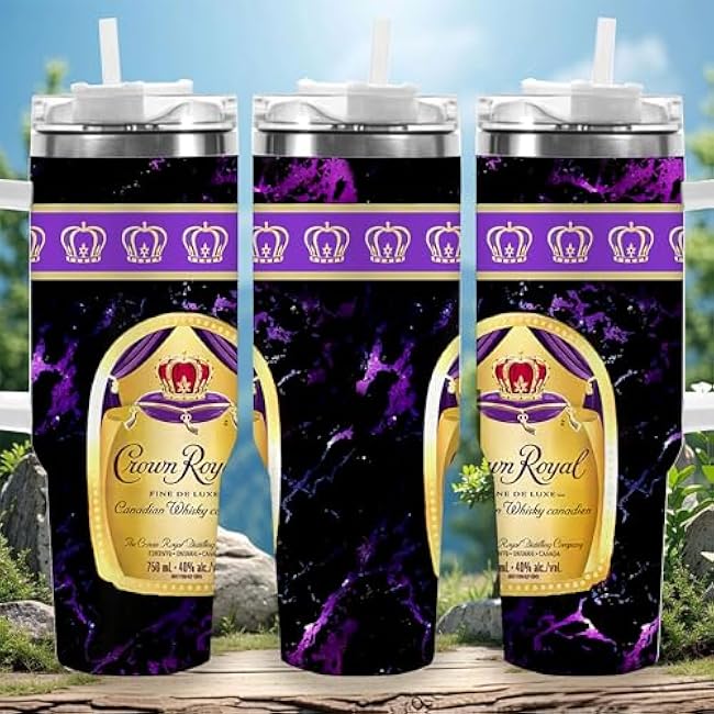1pc 40oz Royal Crown Canadian Whisky Style Tumbler with Lid, Insulated Travel Mug, Gift for Women Men, Ideal for Halloween, Independence Day, Memorial Birthday Gift, Coffee Cup, weird stuff