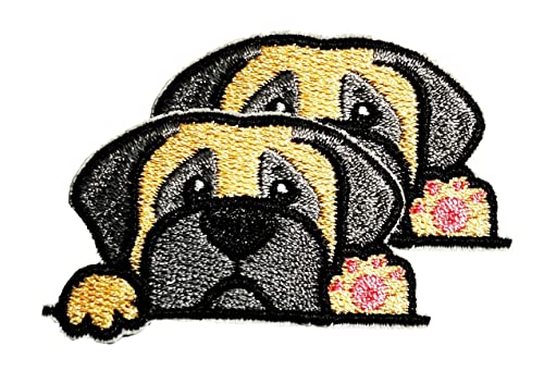 Pug Dog Cartoon Lovely Animal Patches Embroidered Appliques Symbol Badge Clothes Jeans T-Shirt Hat Backpacks for Men Women Boys Girls (2 PCS)
