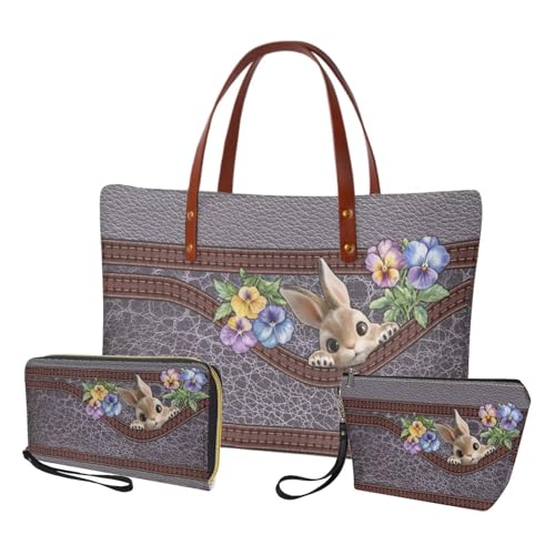 Image of Top Handle Purse for Women, Large Tote Handbag With PU Wallet Set, Gift for Mom