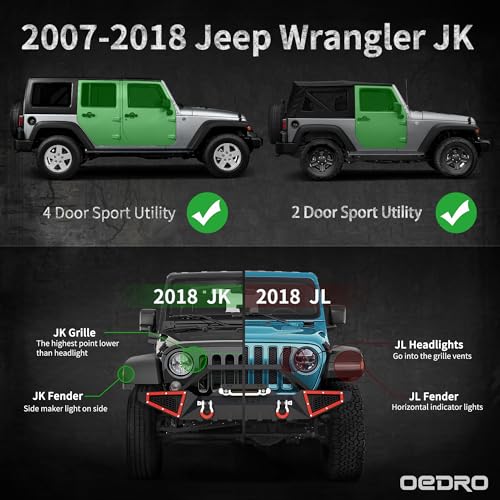 Image of OEDRO Front & Rear Steel Fender Flares for 07-18 Jeep Wrangler JK Unlimited