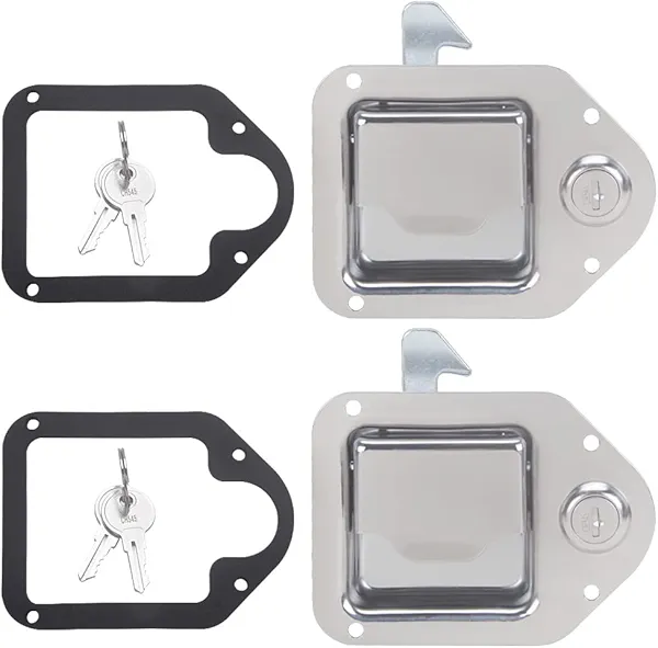 LCGP 2 Pack RV Truck Heavy Duty Latch Polished Stainless Steel Lock Comes with Washers and Two Keys Each Fits Trailer Tool Box