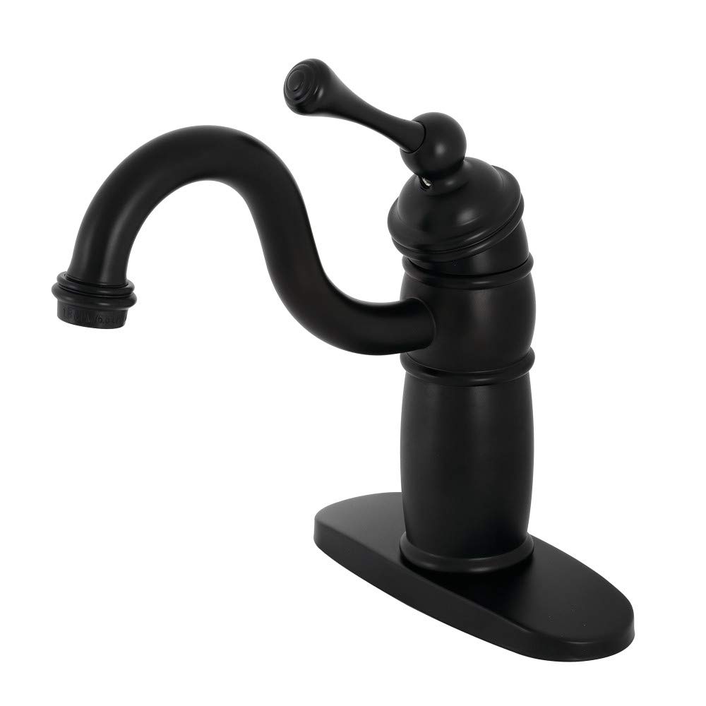 Robinet monobloc vintage Kingston KB1480BL en laiton noir mat pour salle de bain