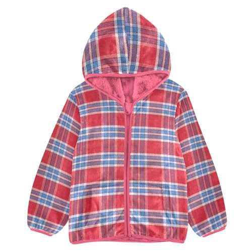 GuoChe Red Scotland Plaid Toddler Boy Fleece Jacket