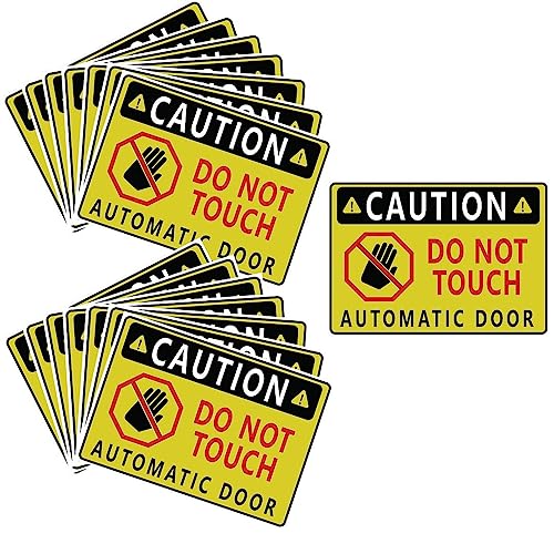 Image of CVANU Caution Do Not Touch Automatic Door Warning Safety Self-Adhesive Waterproof PVC Vinyl Sign Sticker Size (11.7inchX8.3inch) Pack of 15