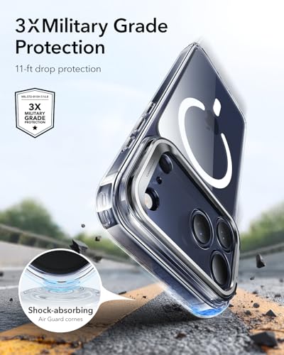 Image of ESR for iPhone 17 Pro Case with Stash Stand, Camera Control Cover Compatible with MagSafe, Military-Grade Drop Protection Magnetic Phone Case for iPhone 17 Pro, Scratch-Resistant Back Cover, Clear