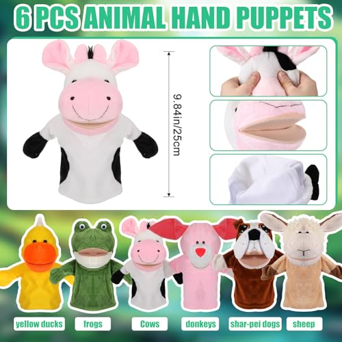 Gemscream TIY-GEMSCREAM-0909 6 Pcs Hand Puppet Animal Hand Puppet Set With Working Mouth 9.8 Inch Animal Puppet Soft Plush Toy For Storytelling Teaching Preschool Show Theater Birthday Gifts thumb #1