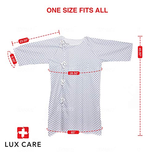 LUXCARE Comfortable Hospital Gowns for Men and Women [6 Pack] Unisex Patient Medical Gowns Fits All Sizes up to 2XL, Easy-on Hospital Gown for Elderly, Hospice, Home Care, Labor and Delivery - Thumbnail 7