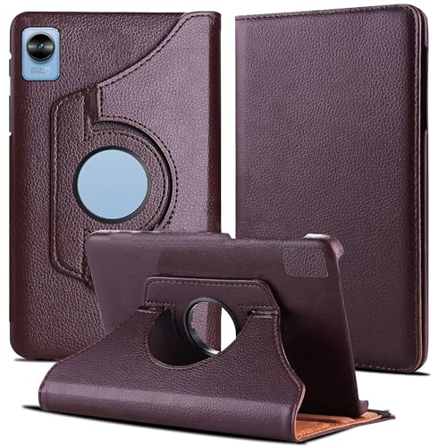 Image of Realme Pad Mini 8.7 inch Tablet (Model FIT ONLY-: RMP2105 /RMP2106) 360 Degree Rotating Flip Case Cover (Brown)