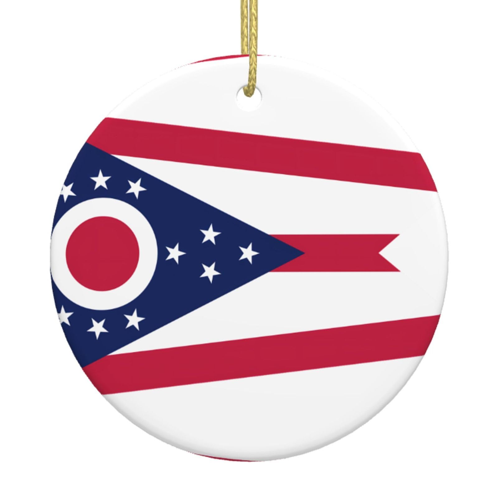 Ohio State Flag Printed Christmas Tree Ceramic Ornaments Holiday Decoration Christmas Unique Pendant for Christmas Party