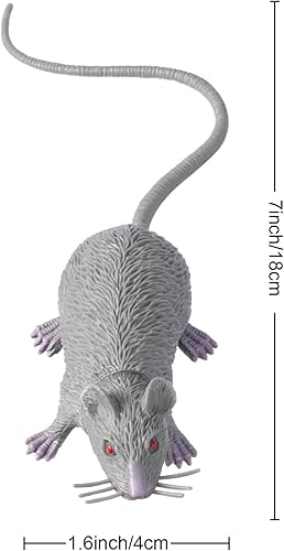 Miniatura 2 de Boao 6 ratas falsas de plástico para Halloween, broma de ratón, ratones falsos de simulación de ratas de goma realistas, accesorios de broma