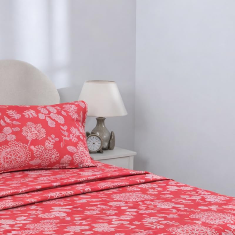 Image of BSB HOME Double Bedsheet 144 TC Microfiber with 2 Pillow Covers | Smooth, Lightweight & Quick-Dry Bed Sheet Set | Comfortable Bedding for Home, Guest Room & Daily Use - Cherry Blossom