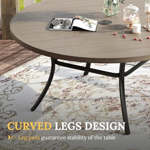 Image of VICLLAX Patio Dining Set for 6-53 inch Round Table & Cushioned Wicker Seats